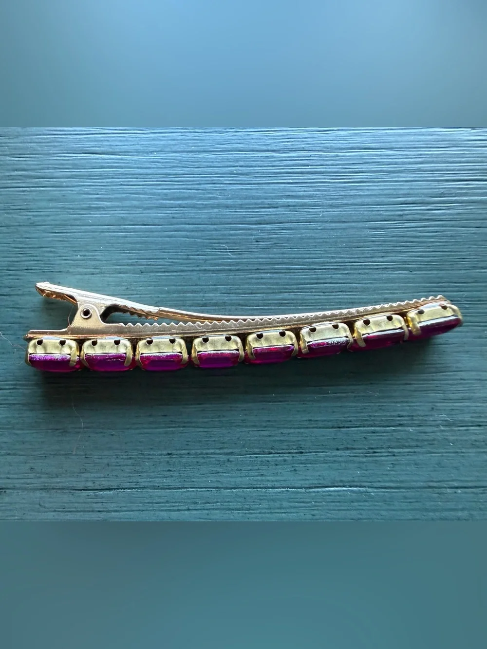 Hair Clip Barrette Pink and Gold